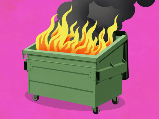 An illustration of a dumpster fire